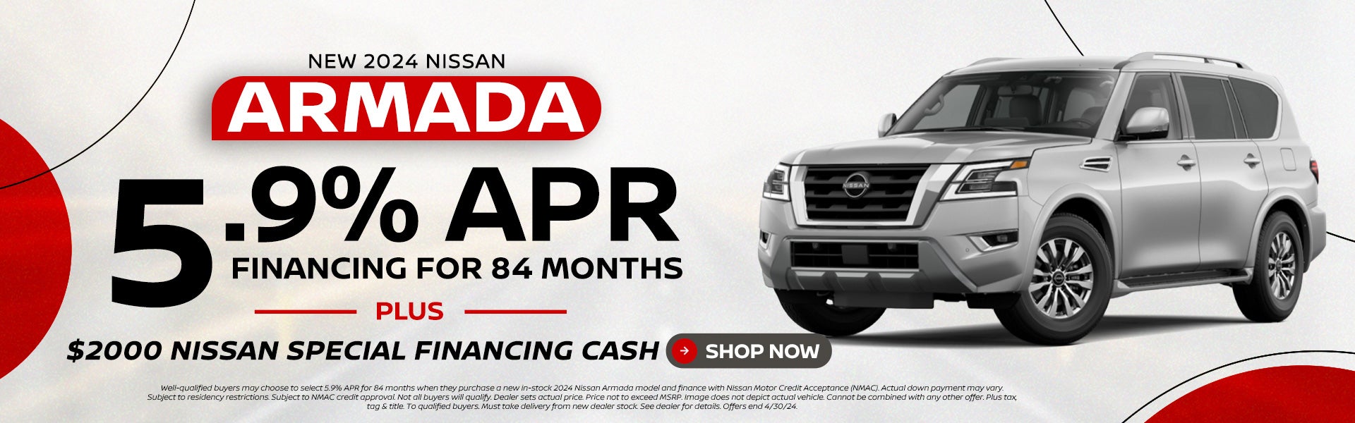 2023 Nissan Armada 5.9% for 84 Months with $2000 Cash